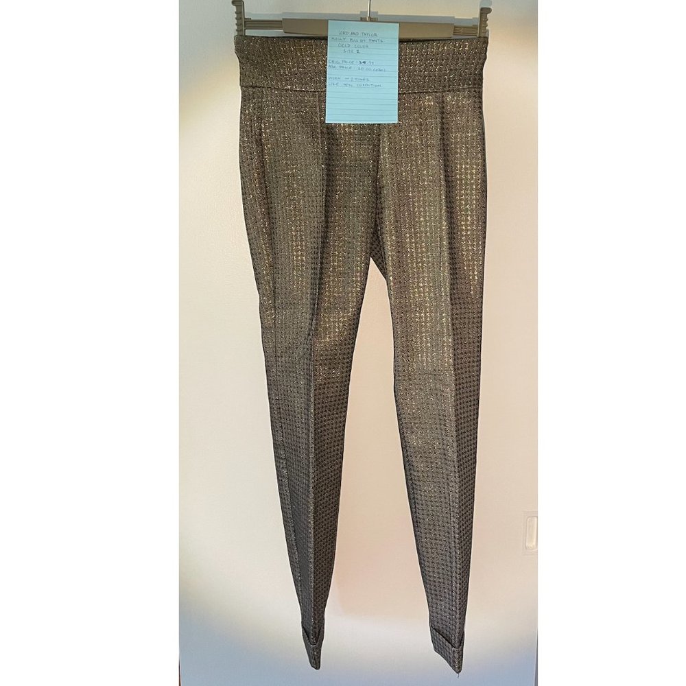 Lord & Taylor Kelly Pull On Pants, Gold, Size 2